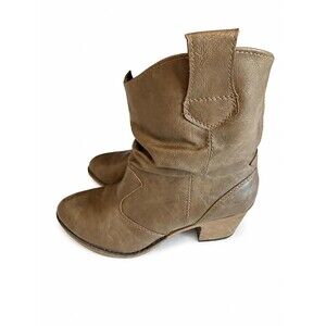 Charles Albert Womens Tan Brown Western Cowboy Slouch Boots Block Heel Size 8